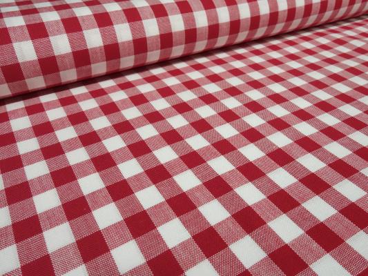 Stoff 100% Baumwolle Zefir Karo 1 cm rot weiß kariert Kleiderstoff Dekostoff Blusenstoff