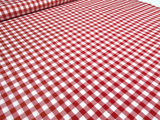Stoff 100% Baumwolle Zefir Karo 1 cm rot weiß kariert Kleiderstoff Dekostoff Blusenstoff