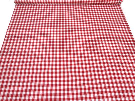 Stoff 100% Baumwolle Zefir Karo 1 cm rot weiß kariert Kleiderstoff Dekostoff Blusenstoff