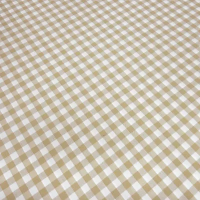 Stoff Baumwolle Zefir Karo 1 cm beige weiß kariert Kleiderstoff Dekostoff Blusenstoff