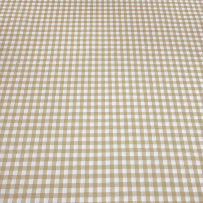 Stoff Baumwolle Zefir Karo 1 cm beige weiß kariert Kleiderstoff Dekostoff Blusenstoff