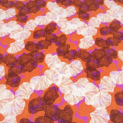 Fabric viscose jersey flower design orange white brown purple dress fabric children's fabric