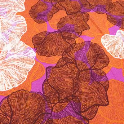 Fabric viscose jersey flower design orange white brown purple dress fabric children's fabric