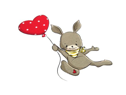 Stoff Baumwolle Jersey Panel 65 cm x 145 cm Hase Hanna Herzen Ballon Pünktchen Design weiss rot braun Kinderstoff Kleiderstoff