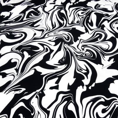 Fabric cotton jersey abstract marbling design black white dress fabric children's fabric