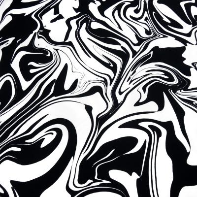 Fabric cotton jersey abstract marbling design black white dress fabric children's fabric