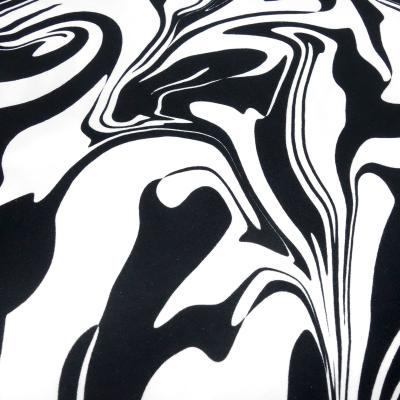 Fabric cotton jersey abstract marbling design black white dress fabric children's fabric