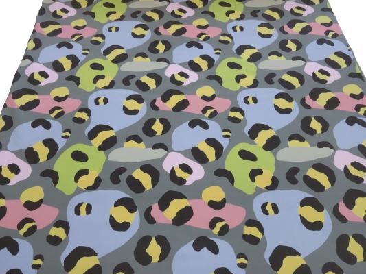 Fabric Softshell Funky Leo Design gray multicolor colorful water repellent jacket fabric coat fabric outdoor fabric