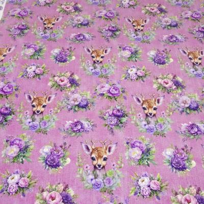 Fabric cotton French Terry sweatshirt fabric DEAR LOVE Jessy Sewing deer jeans pink lilac purple green brown dress fabric children's fabric