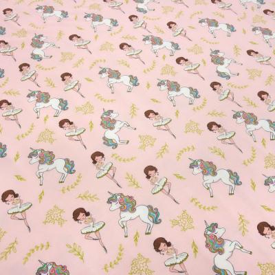 Stoff Baumwolle Jersey pretty Ballerina Einhorn Herzberührt rosa weiß bunt Kinderstoff Kleiderstoff