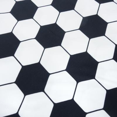 Stoff Baumwolle Jersey Fußball Soccer Design schwarz weiss Kleiderstoff Kinderstoff