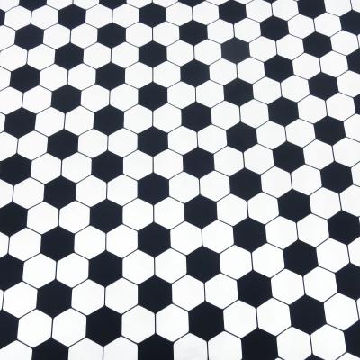 Stoff Baumwolle Jersey Fußball Soccer Design schwarz weiss Kleiderstoff Kinderstoff