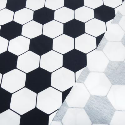 Stoff Baumwolle Jersey Fußball Soccer Design schwarz weiss Kleiderstoff Kinderstoff