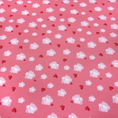 Fabric cotton jersey "Happy be pink" clouds hearts pink pink red white children's fabric dress fabric by the meter