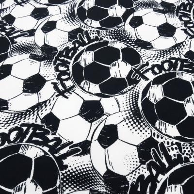 Fabric cotton jersey team football soccer design white black children's fabric dress fabric