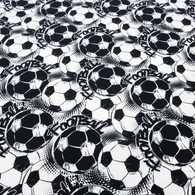 Fabric cotton jersey team football soccer design white black children's fabric dress fabric