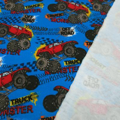 Fabric Cotton French Terry Sweatshirt Fabric Monster Trucks Offroad Blue Red Yellow Black Gray Multicolor Clothing Fabric Children's Fabric