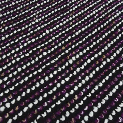 Stoff grober Strickstoff Grobstrick Schlingenstrick Noppen-Optik weiß lila schwarz beige gemustert Kleiderstoff Jackenstoff Mantelstoff