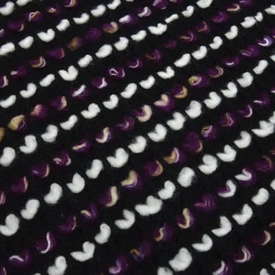 Stoff grober Strickstoff Grobstrick Schlingenstrick Noppen-Optik weiß lila schwarz beige gemustert Kleiderstoff Jackenstoff Mantelstoff