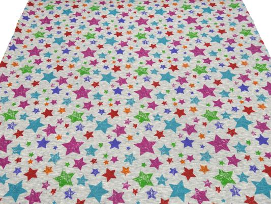 Stoff Sweatshirtstoff mit Alpenfleece Abseite mit vintage Sterne Design grau melange blau pink grün bunt Kinderstoff Kleiderstoff Hoodiestoff