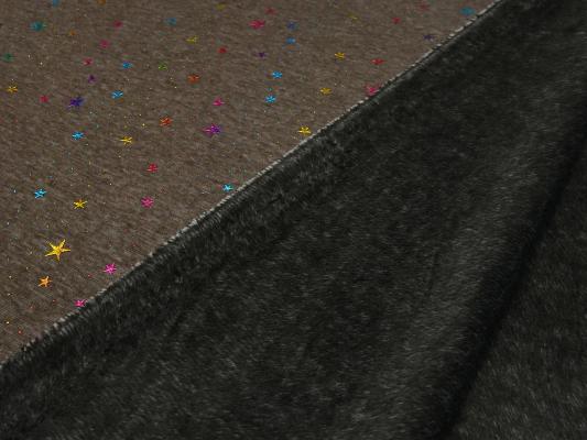 Fabric alpine fleece sweatshirt fabric with glitter stars stars design brown taupé multicolor colorful dress fabric children's fabric hoodie fabric