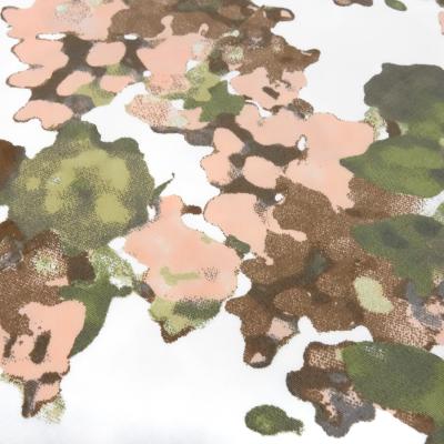 Stoff Baumwolle Stretch abstrakt Blumenmuster Camuflage Design weiß rosa grün braun Kleiderstoff Hosenstoff Kostümstoff