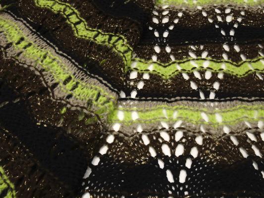 Stoff Grobstrick Wollstrick Strickstoff mit Strickmuster und Lurexfaden neongrün braun schwarz beige gold Lurex glänzend Kleiderstoff