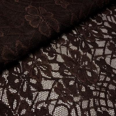 Stoff Bi-Stretch Spitze Spitzenstoff mit Blumenmuster braun Kleiderstoff