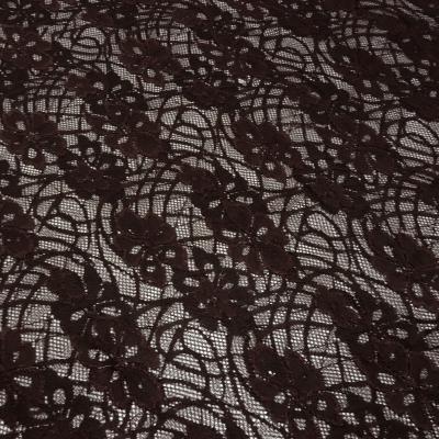 Stoff Bi-Stretch Spitze Spitzenstoff mit Blumenmuster braun Kleiderstoff