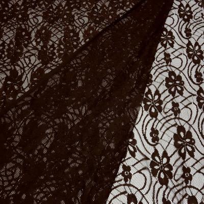 Stoff Bi-Stretch Spitze Spitzenstoff mit Blumenmuster braun Kleiderstoff