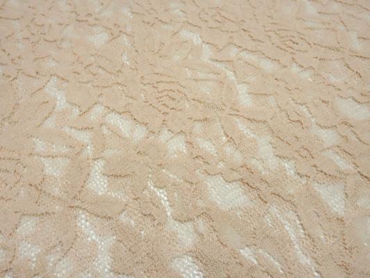 Stoff Stretch Spitze Spitzenstoff Blumen Rosen Ranken Design beige sand Kleiderstoff