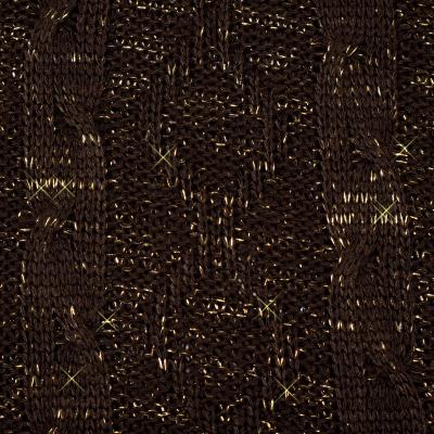 Fabric chunky knit fabric with cable pattern and lurex thread brown gold shiny dress fabric sweater fabric