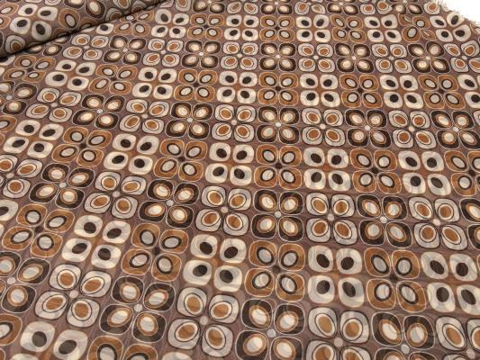 Stoff Chiffon Blusenstoff retro vintage Blumen Design braun beige Kleiderstoff