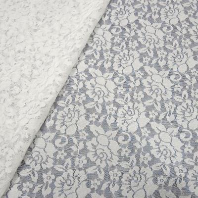 Stoff Spitze Spitzenstoff mit Blumenmuster cremeweiß off-white wollweiß Kleiderstoff Hochzeitsstoff