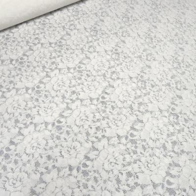 Stoff Spitze Spitzenstoff mit Blumenmuster cremeweiß off-white wollweiß Kleiderstoff Hochzeitsstoff