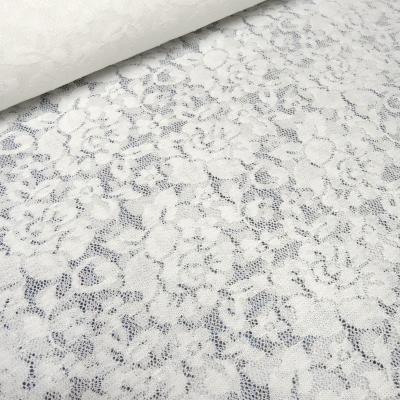 Stoff Spitze Spitzenstoff mit Blumenmuster cremeweiß off-white wollweiß Kleiderstoff Hochzeitsstoff