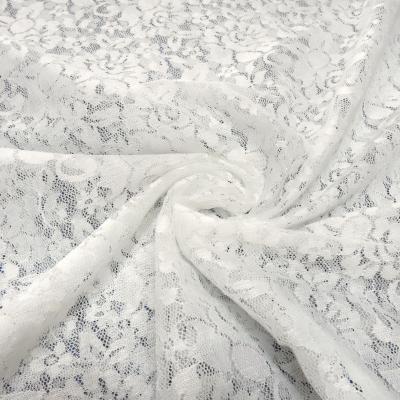 Stoff Spitze Spitzenstoff mit Blumenmuster cremeweiß off-white wollweiß Kleiderstoff Hochzeitsstoff