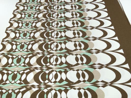 Fabric viscose jersey with bristles retro vintage design ecrú brown beige mint green dress fabric