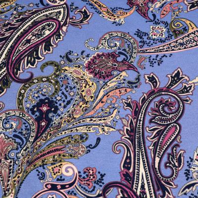 Fabric viscose jersey with paisley design jeans blue colorful printed dress fabric children's fabric