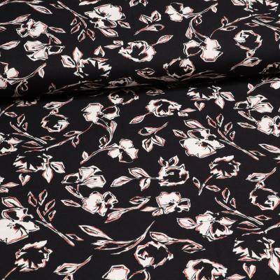 Stoff Viskose Jersey Blumenmuster Rosen Design schwarz rot weiß Kleiderstoff Kinderstoff