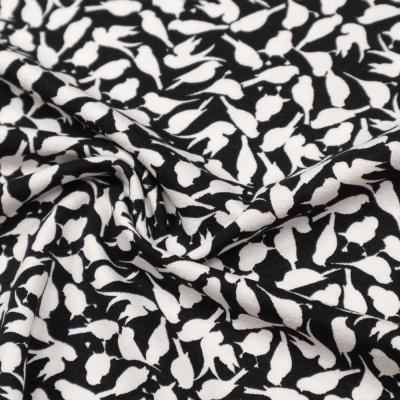Stoff Viskose Jersey mit Vögel Design schwarz weiß Kleiderstoff Kinderstoff