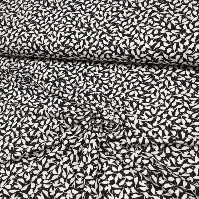 Stoff Viskose Jersey mit Vögel Design schwarz weiß Kleiderstoff Kinderstoff