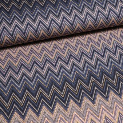 Stoff Strickstoff Jacquard Zick Zack Lurex jeansblau altrosa grau gold Kleiderstoff