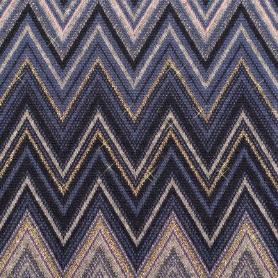 Stoff Strickstoff Jacquard Zick Zack Lurex jeansblau altrosa grau gold Kleiderstoff