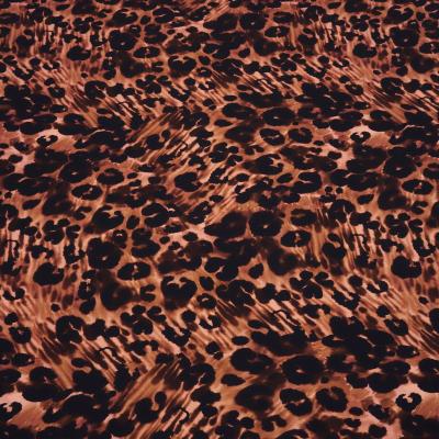 Stoff Viskose Jersey mit Leo Tierprint Design schwarz braun beige rosé Kleiderstoff