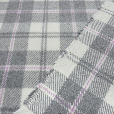 Heavy coat fabric with Glencheck design in gray, off-white, and lilac coat fleece wool fabric dress fabric