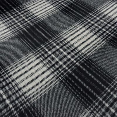 Heavy coat fabric with Glencheck check pattern in black and light gray Coat fleece Dress fabric
