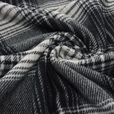 Heavy coat fabric with Glencheck check pattern in black and light gray Coat fleece Dress fabric