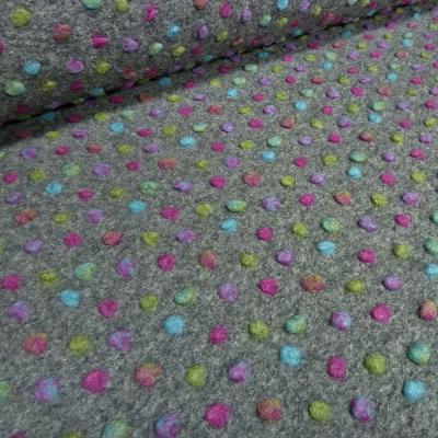 Fabric Ital. pattern walk boiled wool Walkloden relief dots dots gray multicolor melange dress fabric coat fabric