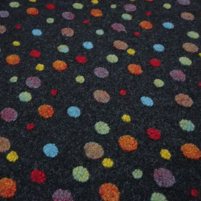 Stoff Premium Musterwalk Kochwolle Boppel Jacquard Anthrazit Bunt Multicolor Kleiderstoff Mantelstoff